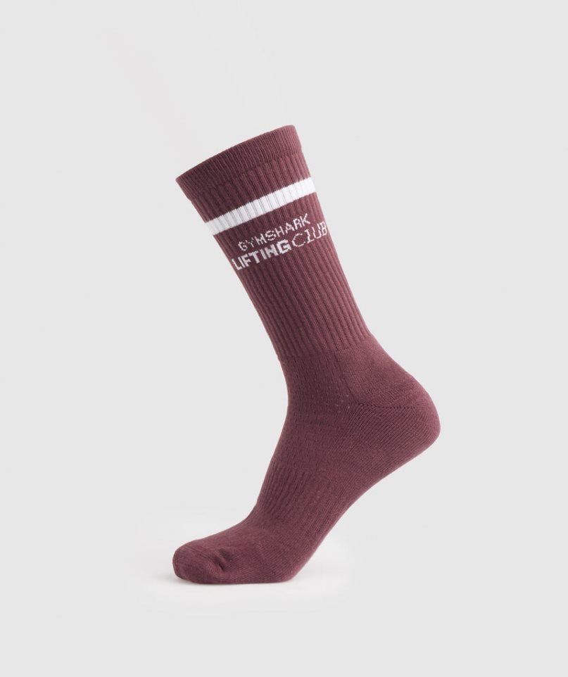 Gymshark Social Club Double Stripe 1pk Socks Burgundy | NZ 5LXIZH